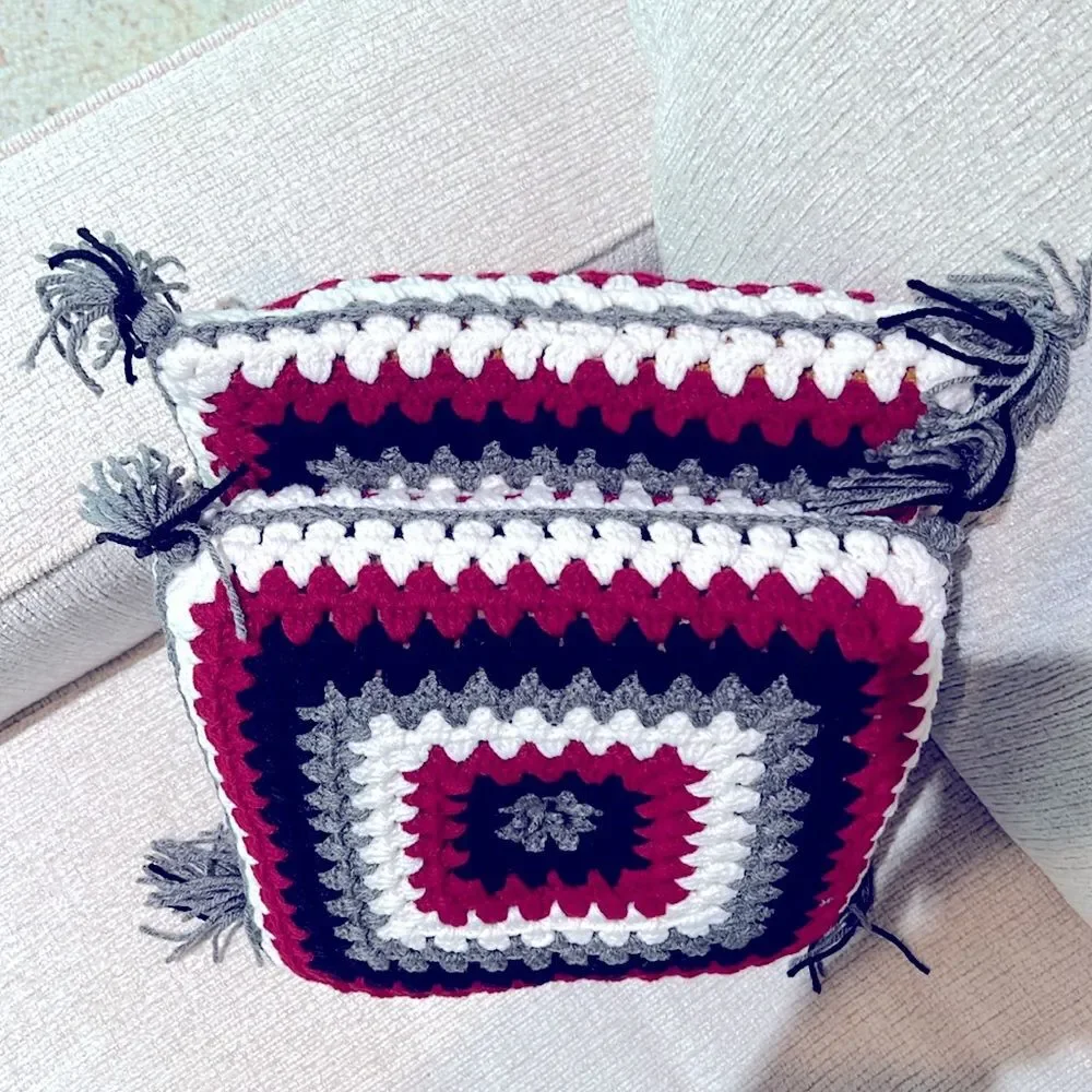 Granny Square Set of Two Pillows 14 x 14 Excellent Condition